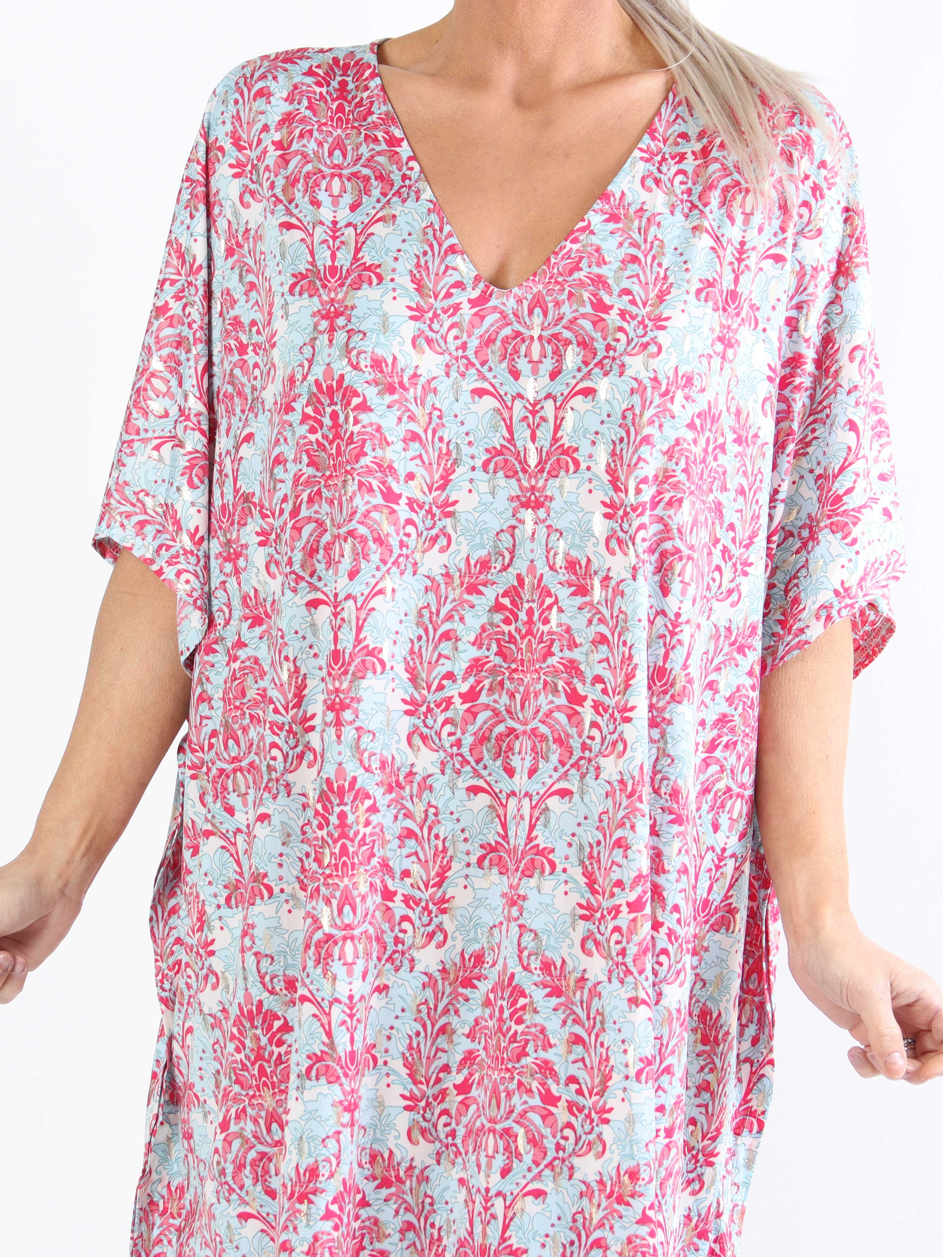 Azmina Royal - Elastisk plus size tunikakjole i loose fit